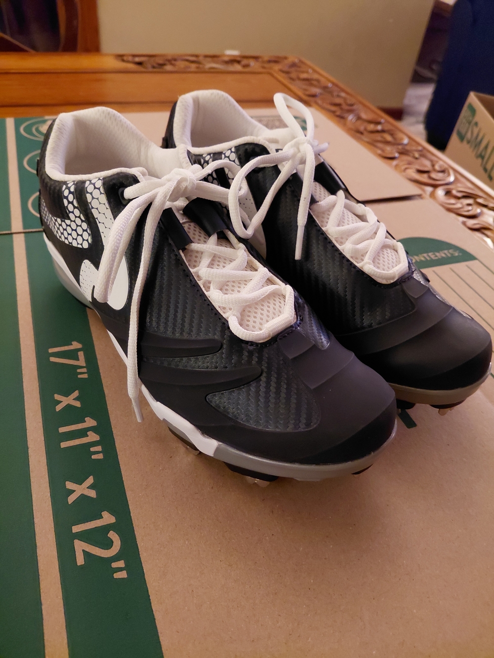 Black and White Athletic Cleats with Molded Studs